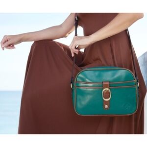 Patricia Nash Teal and Brown Leather Crossbody Bag